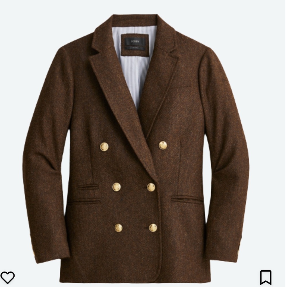 J. Crew Bristol Blazer in Chocolate Herringbone Wool